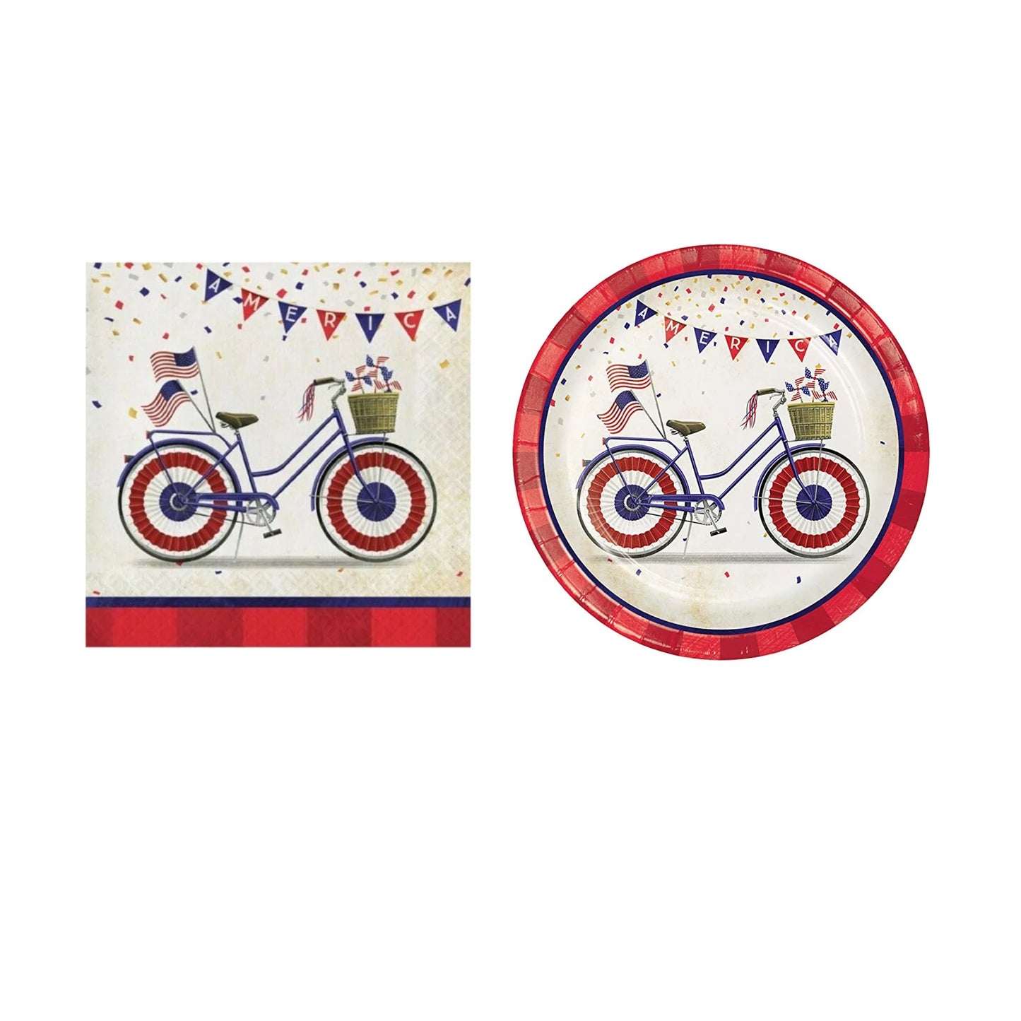 Patriotic American Flag Party Supplies Disposable Plates and Napkins for Fourth of July Appetizer Dessert an Beverage Size Independence Day Parade Red White and Blue Party Veterans Supplies 16 Guests